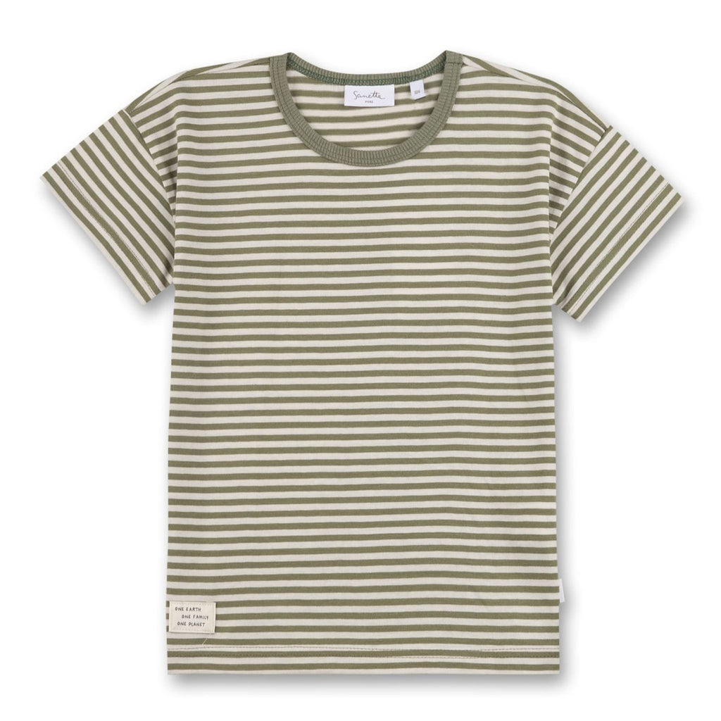 Sanetta T-shirt unisex striped olive 10960