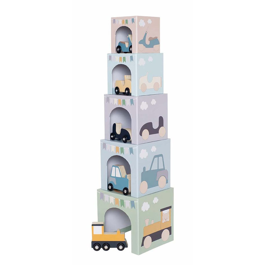 JABADABADO - stacking tower with wooden cars
