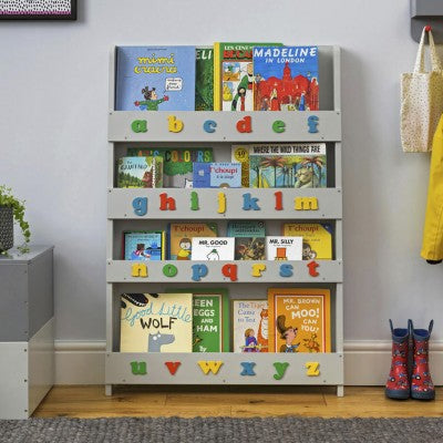 Tidy Books - Children's bookcase with lowercase letters light grey