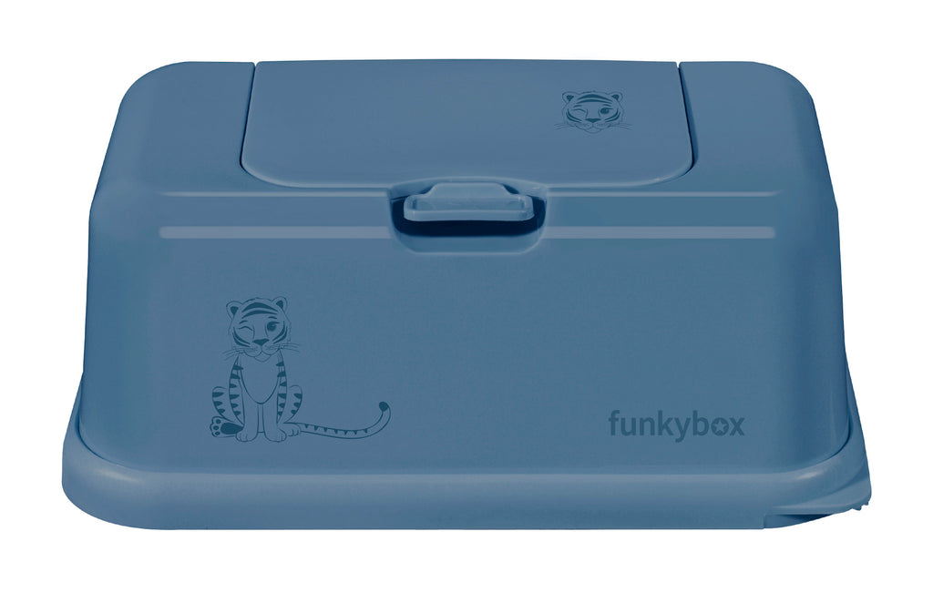 FUNKYBOX - Boite Lingettes Humides Tigre Bleu Jeans