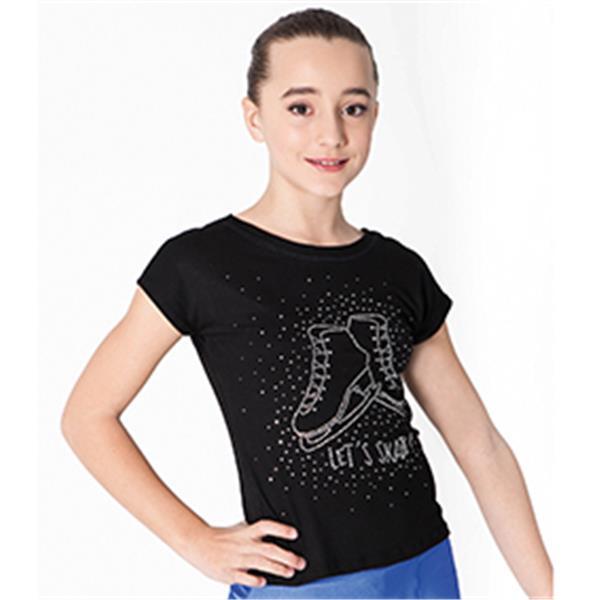 INTERMEZZO - Camiseta de patinaje artístico con motivo de patines de hielo, negra
