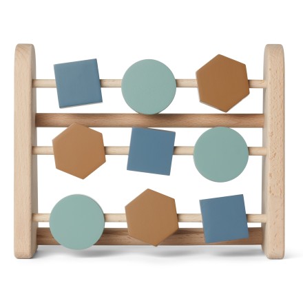 LIEWOOD - Règle à calcul boulier Astrid en bois de hêtre Bleu Géométrique