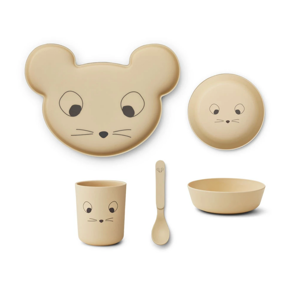 LIEWOOD - Children's Dinnerware Set Brody - Mouse Wheat Yellow