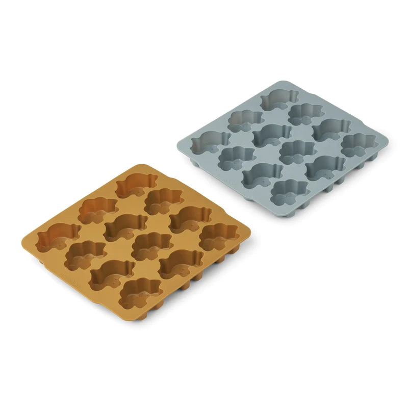 LIEWOOD - Lot de 2 moules à glaçons en silicone Sonny Golden Caramel Blue Fog Mix