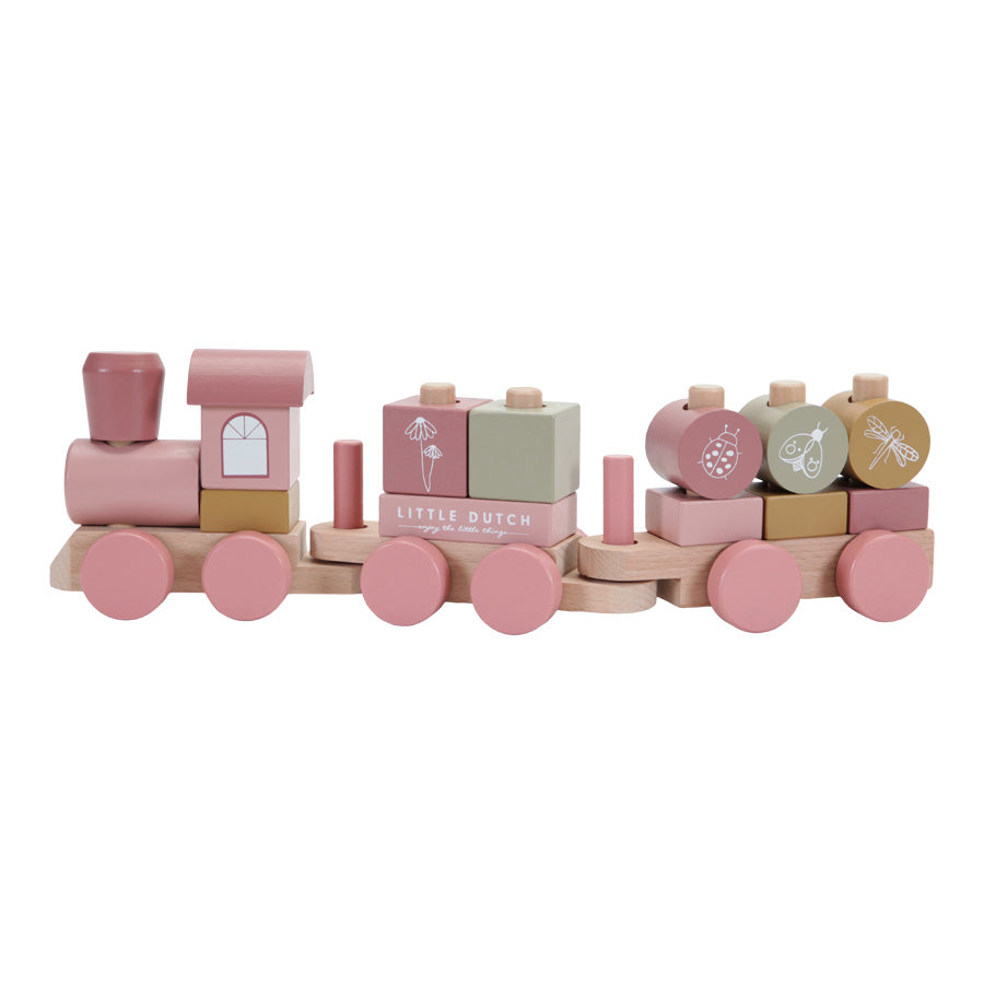 LITTLE DUTCH - Tren de madera con formas enchufables Flores personalizables LD8035