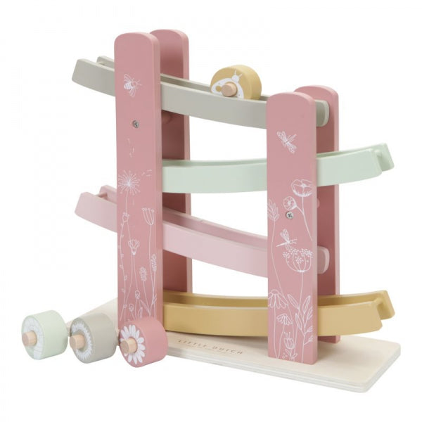 LITTLE DUTCH - Drvena igračka trkaća staza / staza za rolanje Flowers pink LD7007