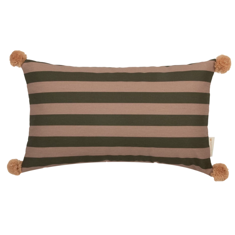 Nobodinoz cushion rectangular majestic green taupe stripes