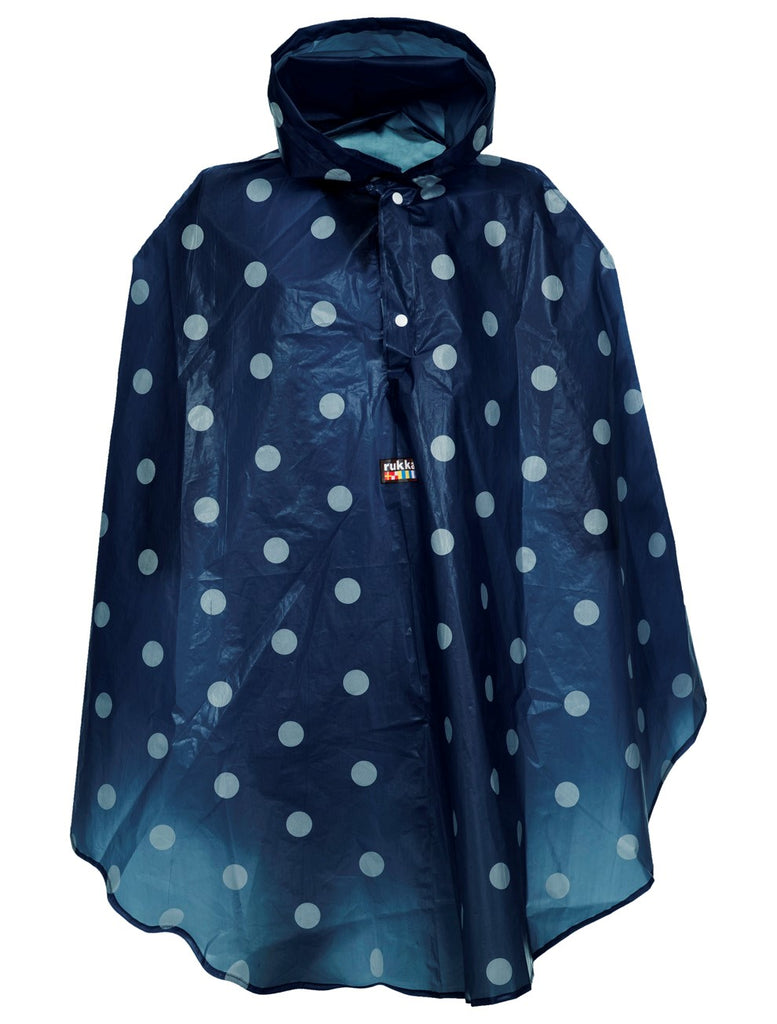 RUKKA - Poncho de pluie bleu marine Eva Dots