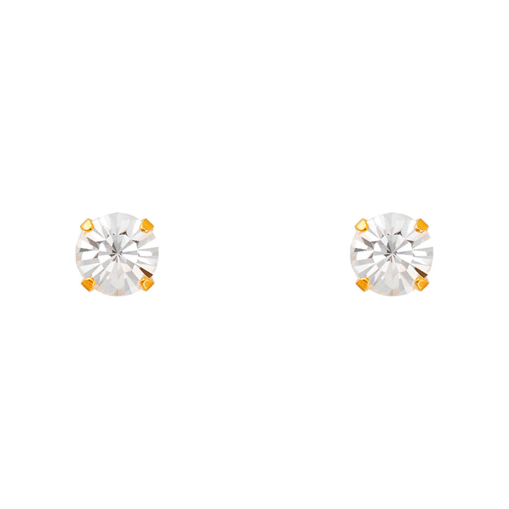 STUDEX - Orecchini a bottone Tiffany Cubic Zirconia corona incastonata in oro 5mm